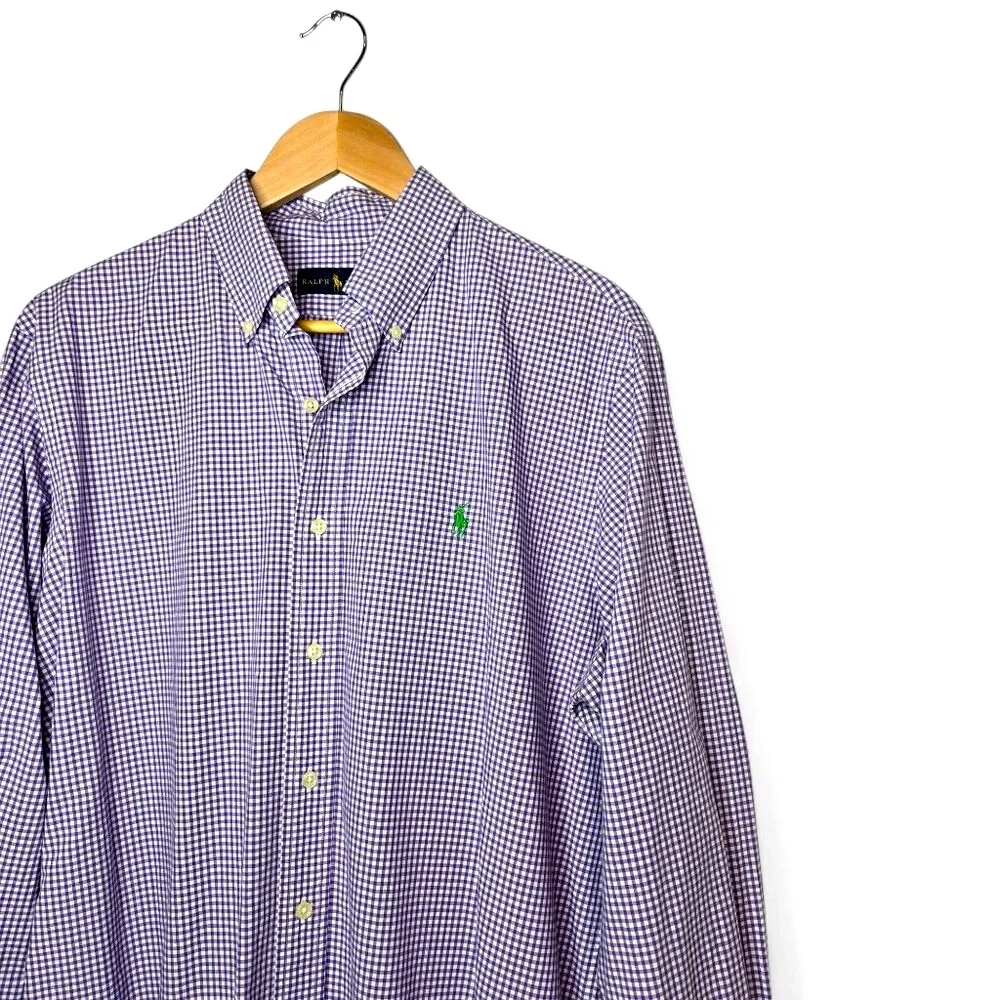 Polo Ralph‎ Lauren Purple Gingham Check Shirt Men's Preppy Embroidered Pony L